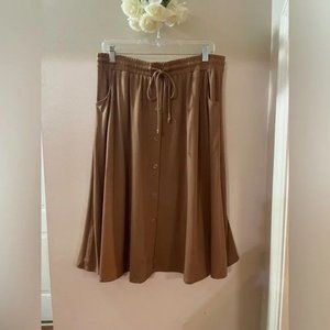 LulaRoe Marsha MIDI Skirt with Pockets Solid Brown Size Medium
